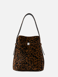 Belted Pony Hair Bucket Bag,TOTÉME,LEOPARD,Image 1