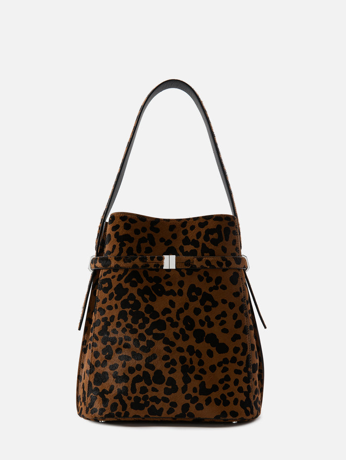 Belted Pony Hair Bucket Bag,TOTÉME,LEOPARD,Image 1
