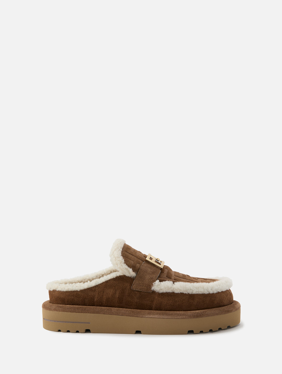 Shearling Mule,FENDI,SABOT TOBACCO,Image 1