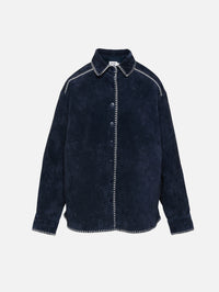 Western Shirt,STILL HERE NYC,NAVY SUEDE,Image 1