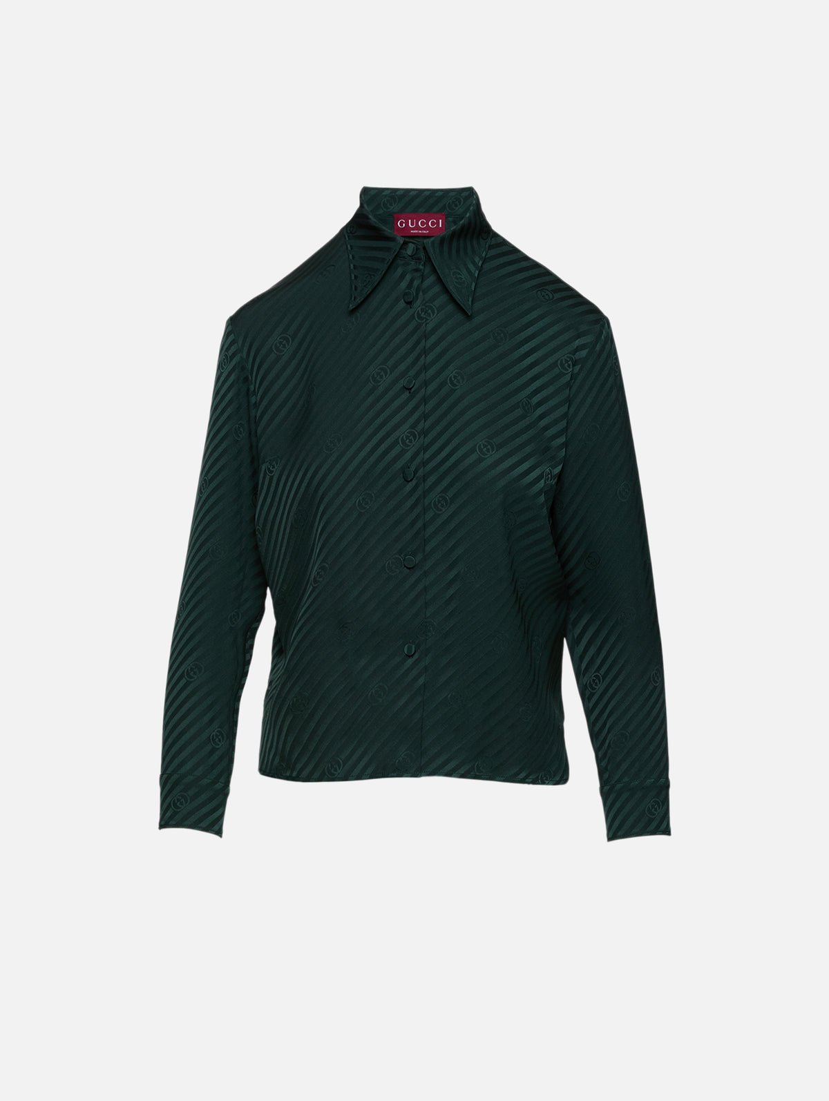 Button Up Blouse,GUCCI,DARK BOTTLE,Image 1