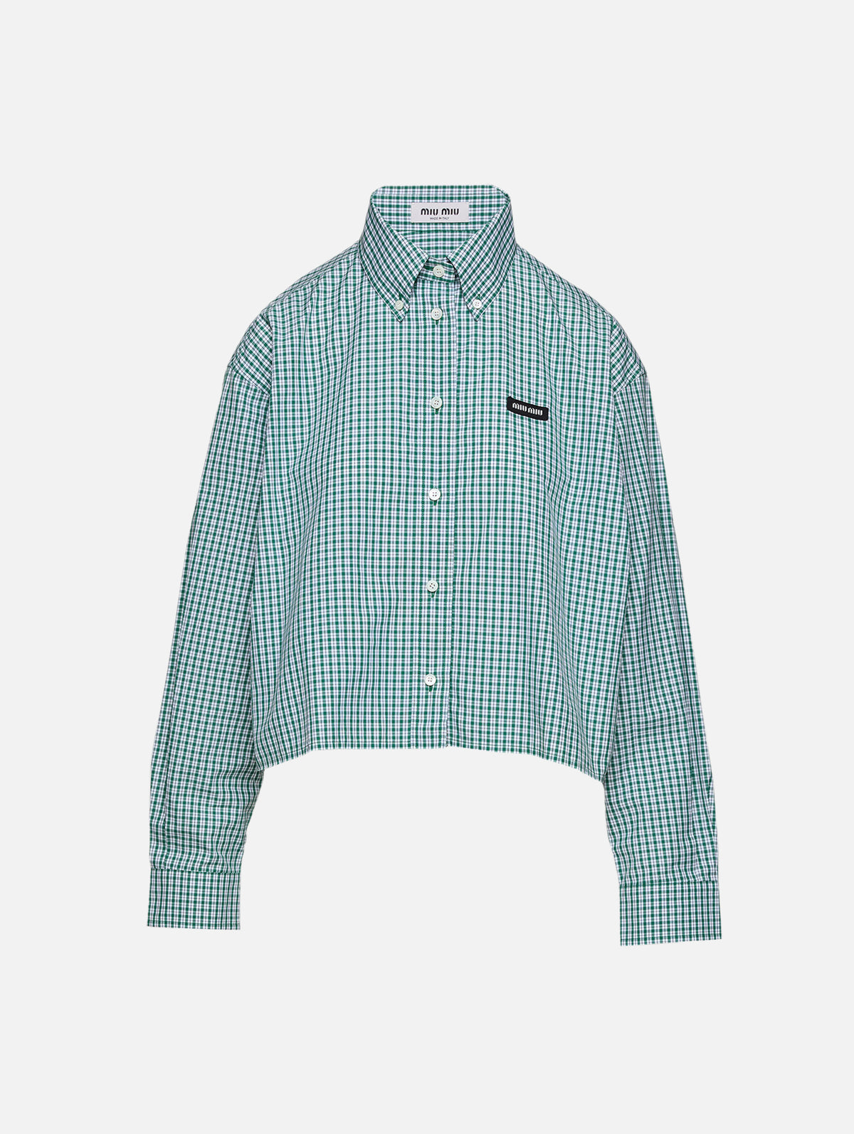 Check Jacket,MIU MIU,SMERALDO/BIANCO,Image 1