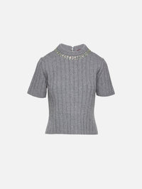 SS Ribbed Top,GUCCI,URBAN GREY,Image 1