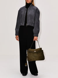 Bomber Jacket,ANOTHER TOMORROW,LIGHT GREY MELANGE,Image 2