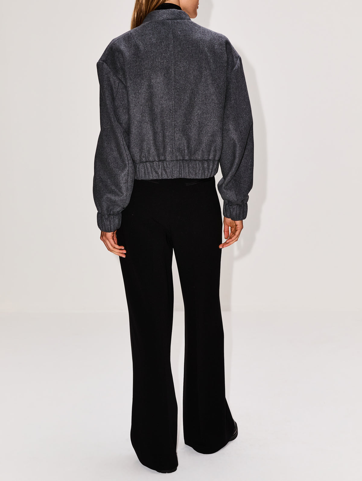 Bomber Jacket,ANOTHER TOMORROW,LIGHT GREY MELANGE,Image 3