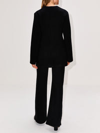 Short Scarf Coat,ANOTHER TOMORROW,BLACK,Image 3