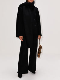 Short Scarf Coat,ANOTHER TOMORROW,BLACK,Image 4