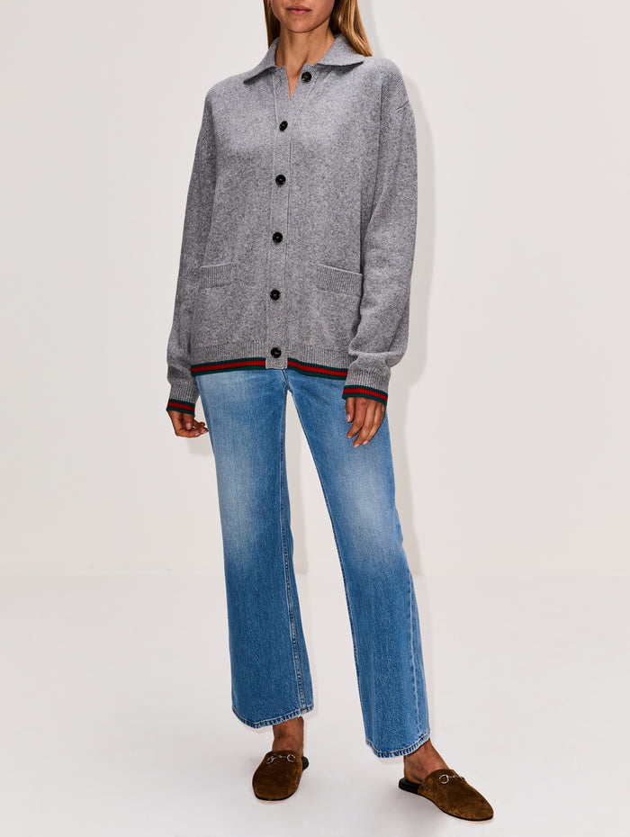 Button Up Cardigan,GUCCI,URBAN GREY,Image 1