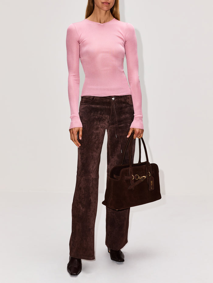 Reversible Silk Knit Top,MIU MIU,BEGONIA,Image 1