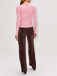 Reversible Silk Knit Top,MIU MIU,BEGONIA,Image 3