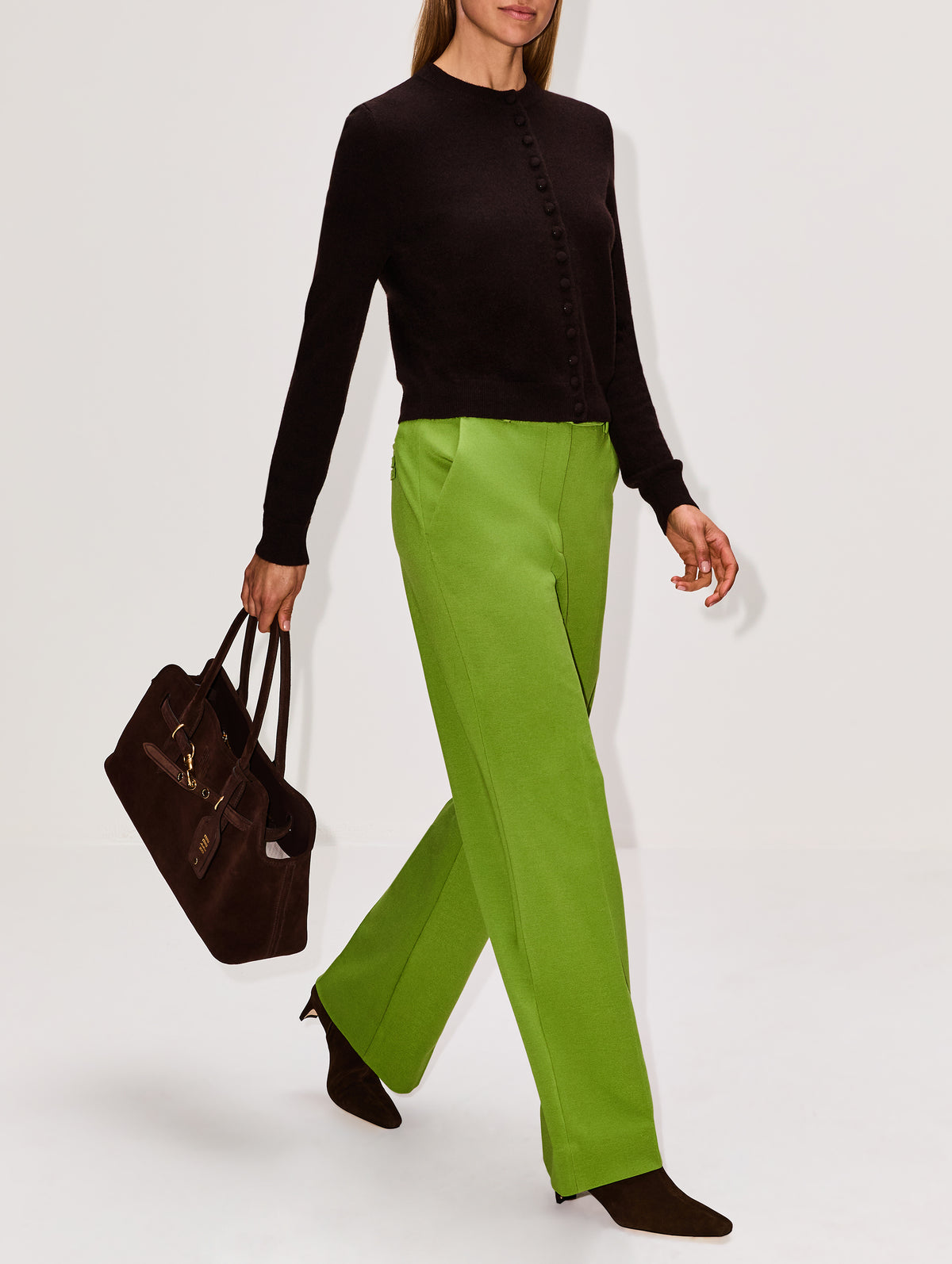 Wide Leg Trouser,MIU MIU,VERDE,Image 4