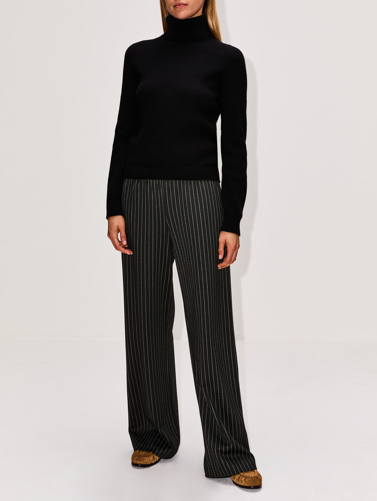 Wide Leg Easy Pant,SPRWMN,BLACK PINSTRIPE,Image 2