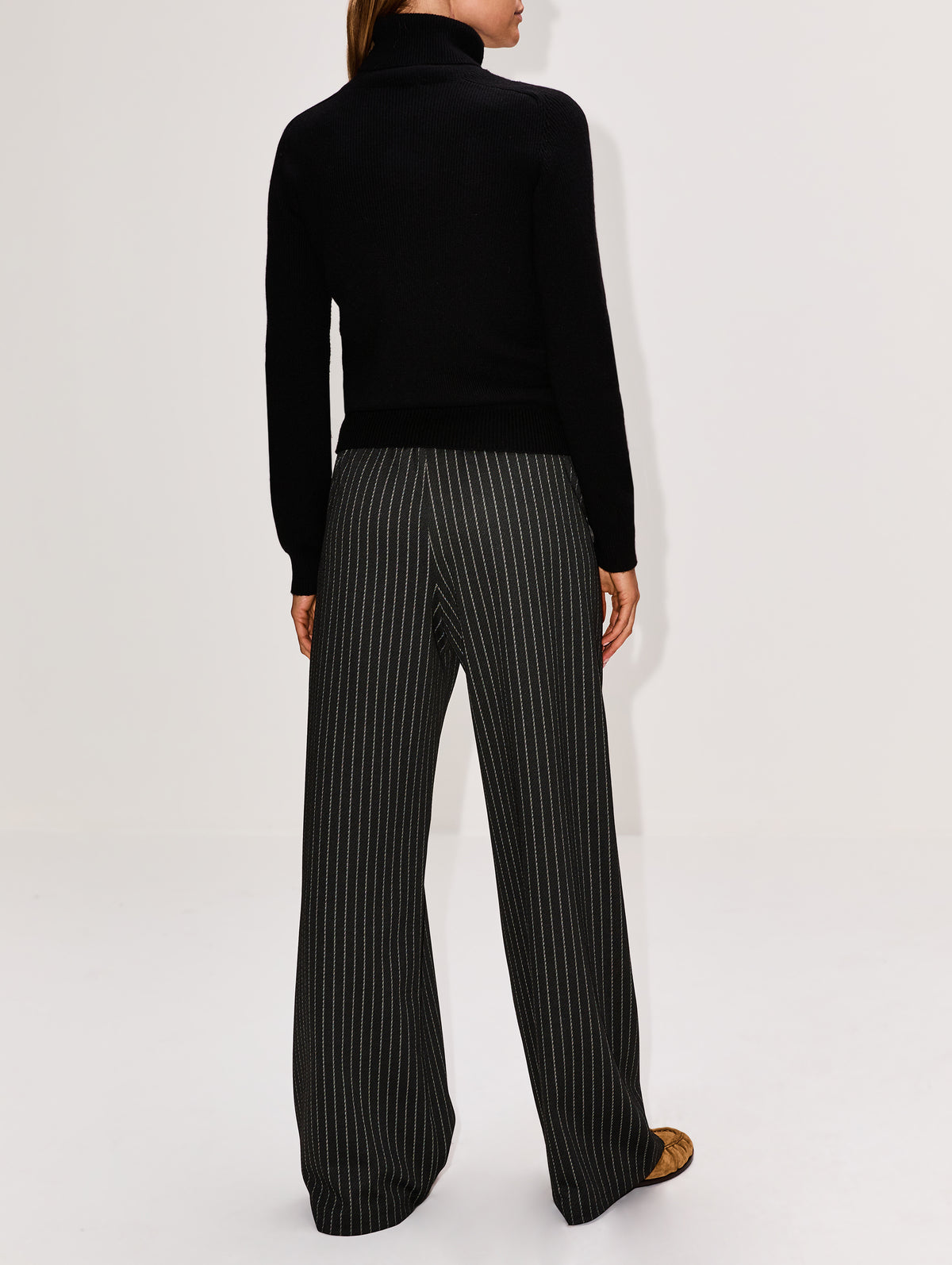 Wide Leg Easy Pant,SPRWMN,BLACK PINSTRIPE,Image 4
