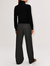 Wide Leg Easy Pant,SPRWMN,BLACK PINSTRIPE,Image 4