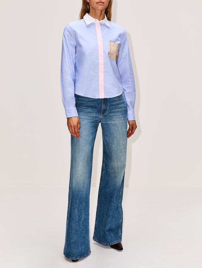 Embroidered Pocket Shirt,MARNI,SAPPHIRE,Image 1