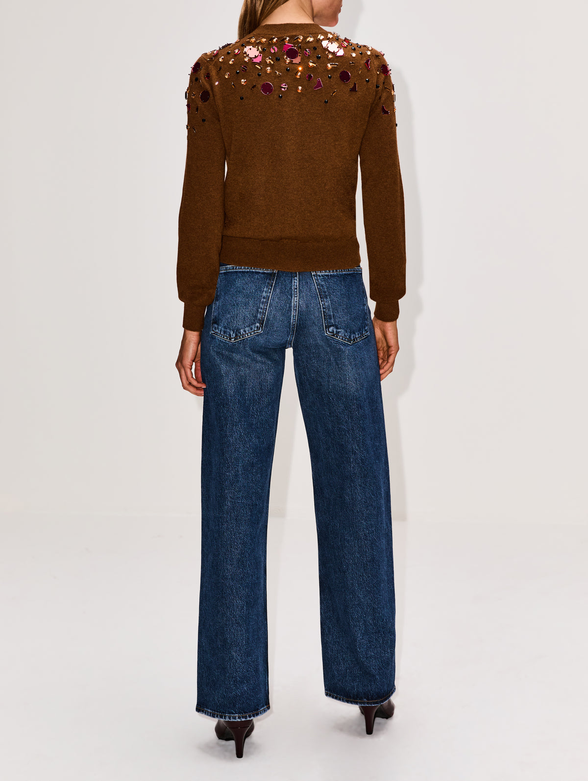 Embroidered Cardigan,FENDI,RUST,Image 3