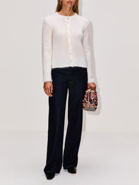 Flare Cardigan,LOEWE,WHITE,Image 2