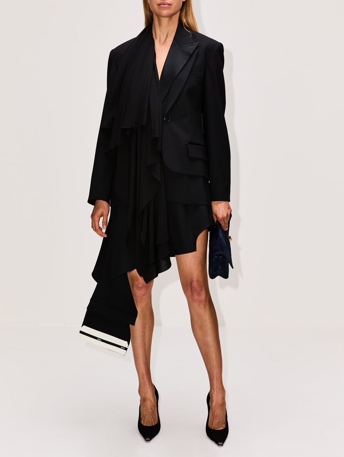 Combo Cascade Tailored Jacket,MONSE,BLACK,Image 2