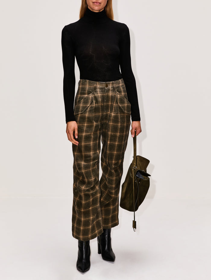 Military Pant,R13,SAGE PLAID BROWN,Image 1