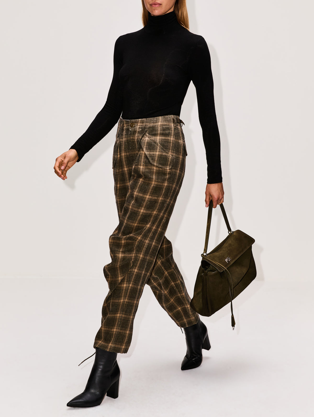 Military Pant,R13,SAGE PLAID BROWN,Image 3