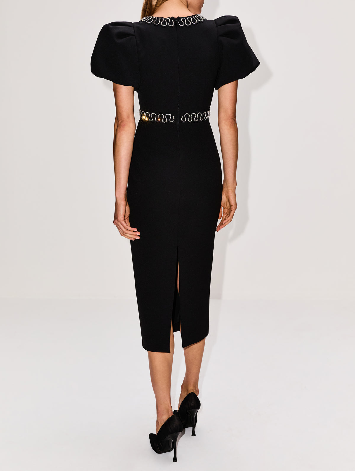 Rebecca Vallance Women's Nyx Puff-Sleeve Midi-Dress - Black - Size 8 Rebecca Vallance Women's Nyx Puff-Sleeve Midi-Dress - Black - Size 8