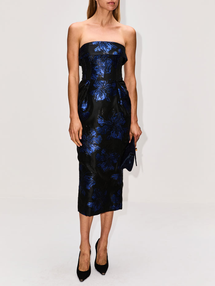 Alexandra Midi Dress,REBECCA VALLANCE,NAVY,Image 1