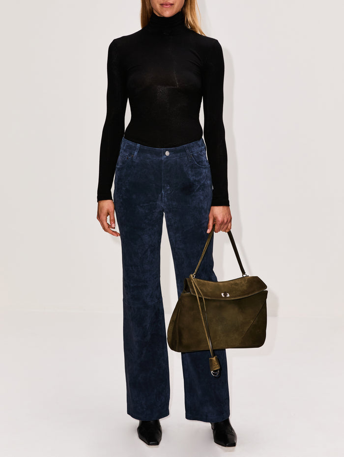 Everyday Pant,STILL HERE NYC,NAVY SUEDE,Image 1