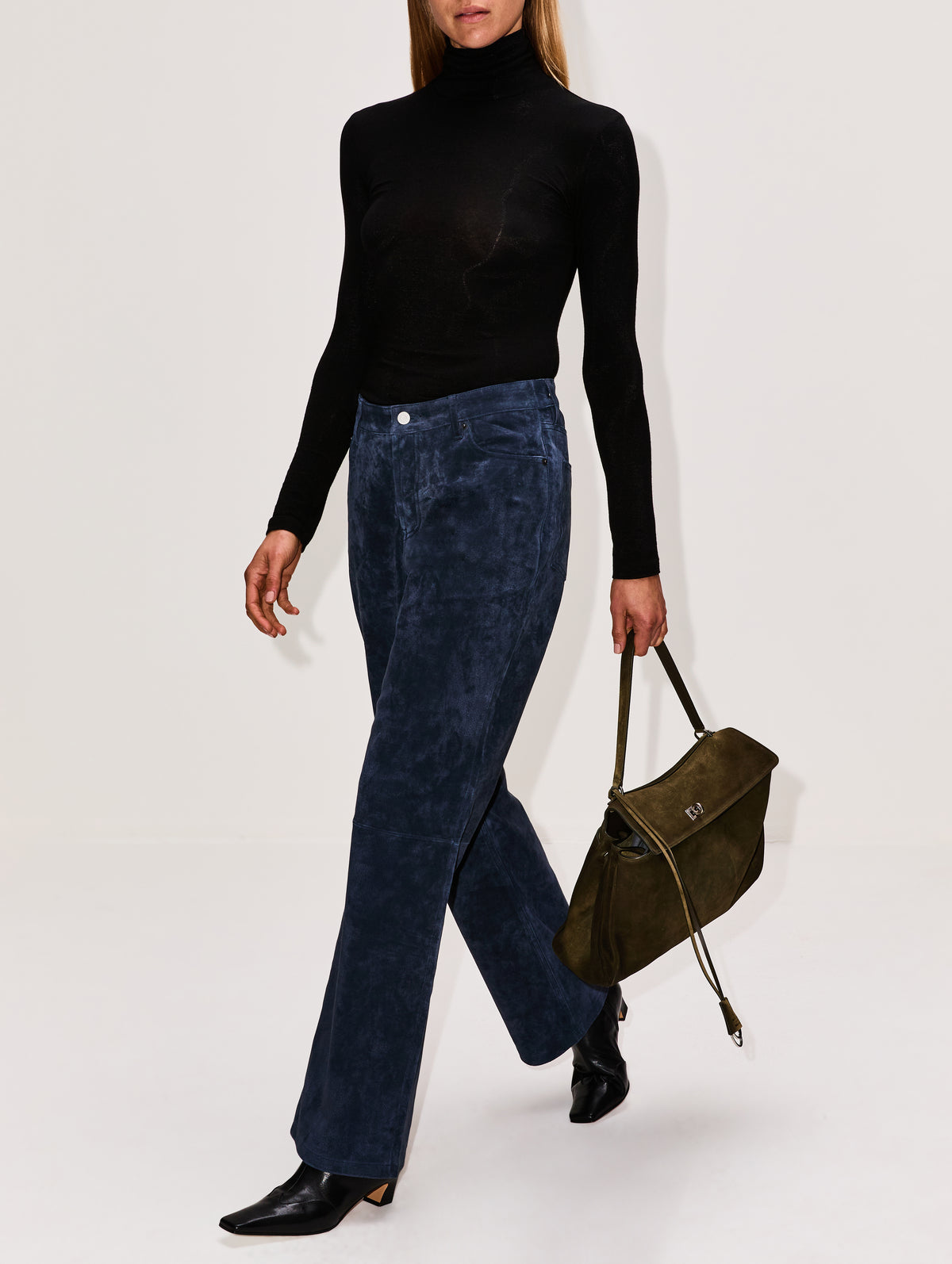 Everyday Pant,STILL HERE NYC,NAVY SUEDE,Image 3