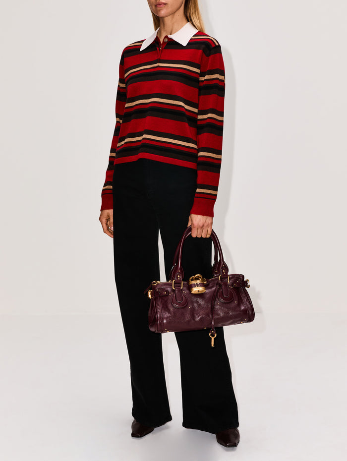 Cropped Stripe Rugby Top,GUEST IN RESIDENCE,RUBY COMBO,Image 1