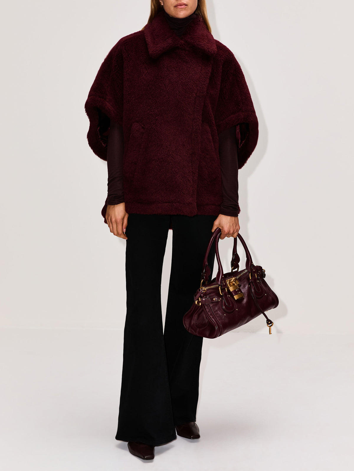 Tebe Cape Coat,MAX MARA,RED PURPLE,Image 2