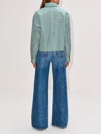 Check Jacket,MIU MIU,SMERALDO/BIANCO,Image 3