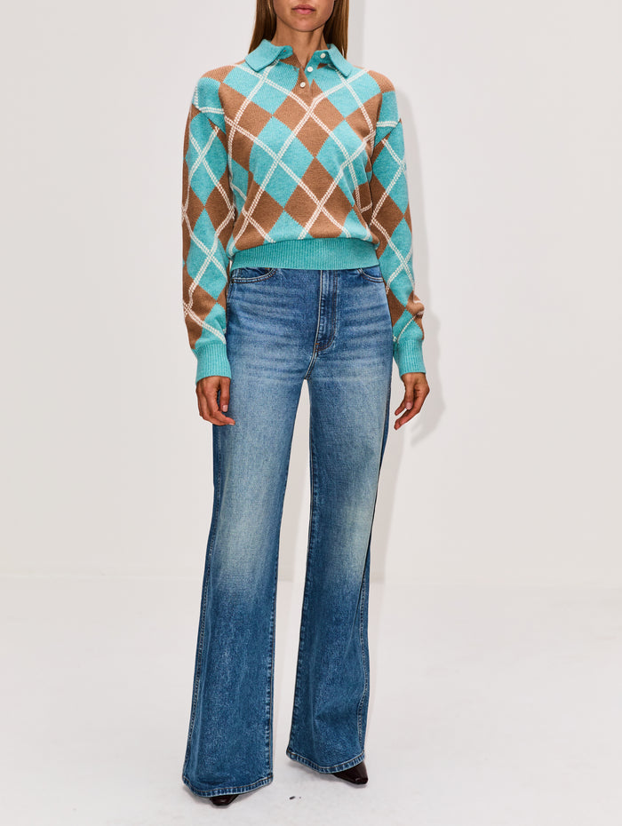 Collegiate Arglye Polo Sweater,GUEST IN RESIDENCE,GLACIER COMBO,Image 1