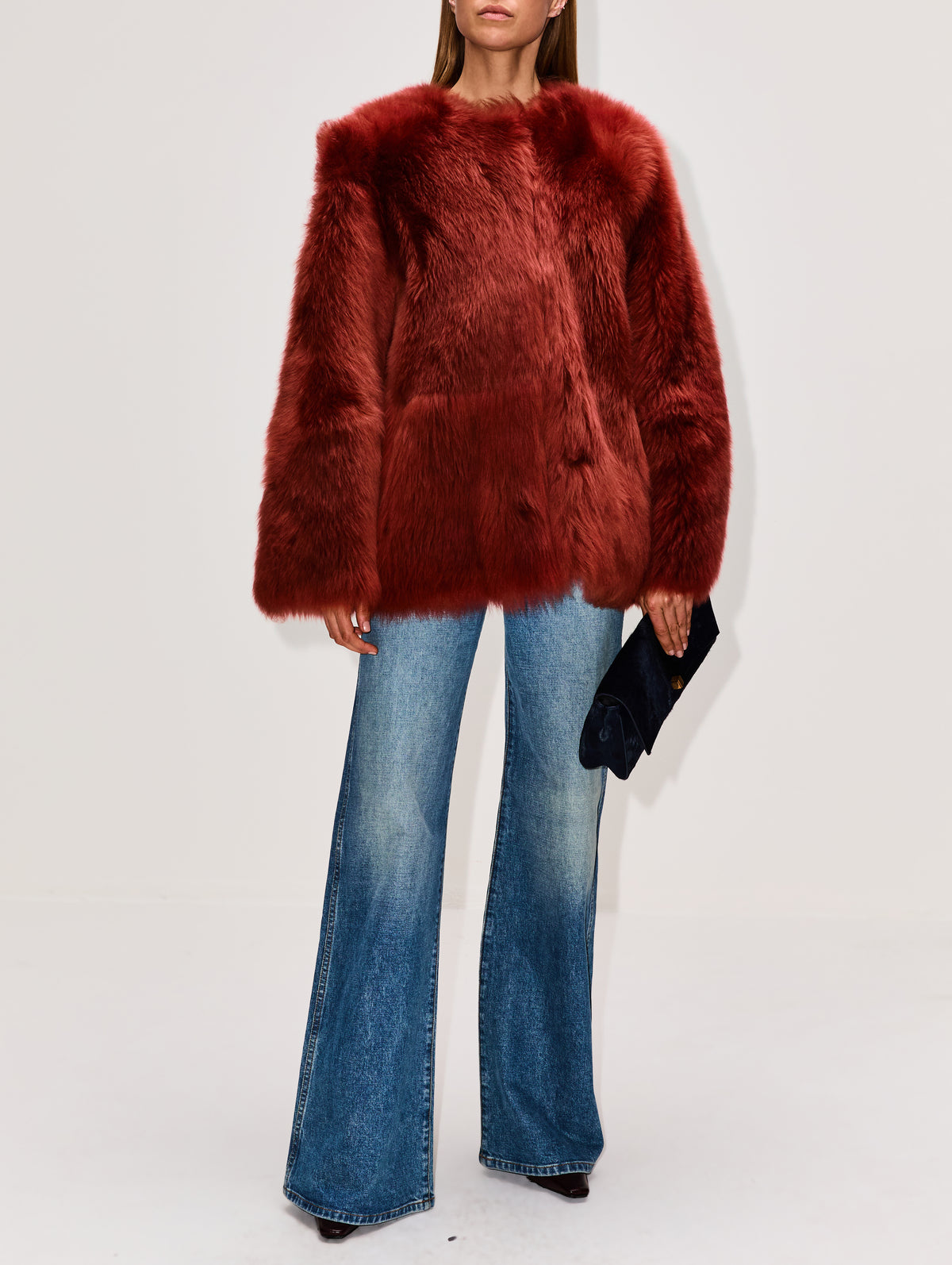 Shearling Jacket,ZEYNEP ARCAY,DARK CORAL,Image 2