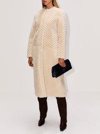 Laser Cut Shearling Coat,ZEYNEP ARCAY,OFF WHITE,Image 2