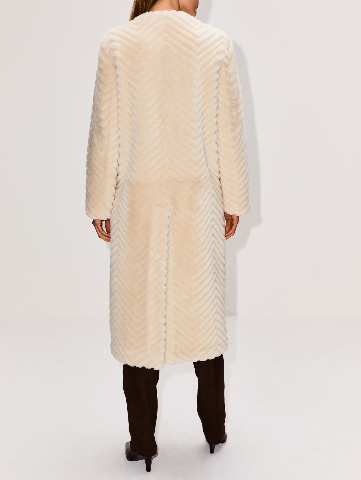 Laser Cut Shearling Coat,ZEYNEP ARCAY,OFF WHITE,Image 3