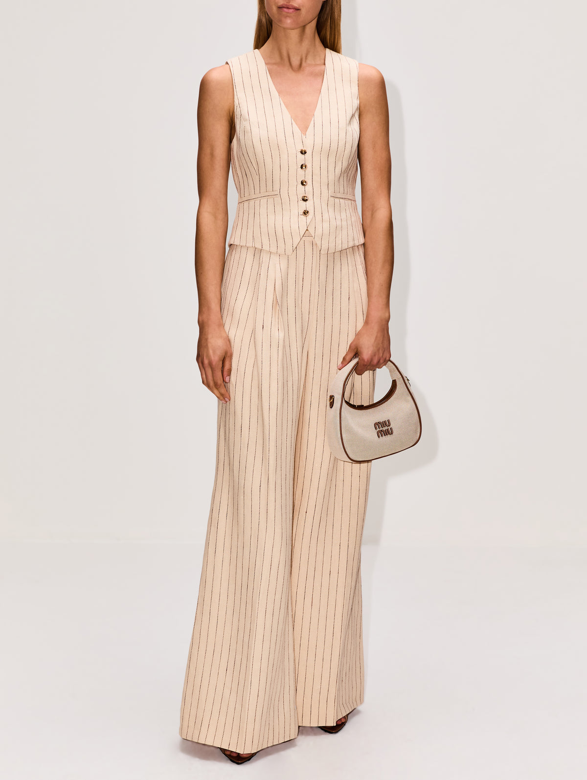 Rebellion Pinstripe Wide Pant,ZIMMERMANN,CREAM STRIPE,Image 2