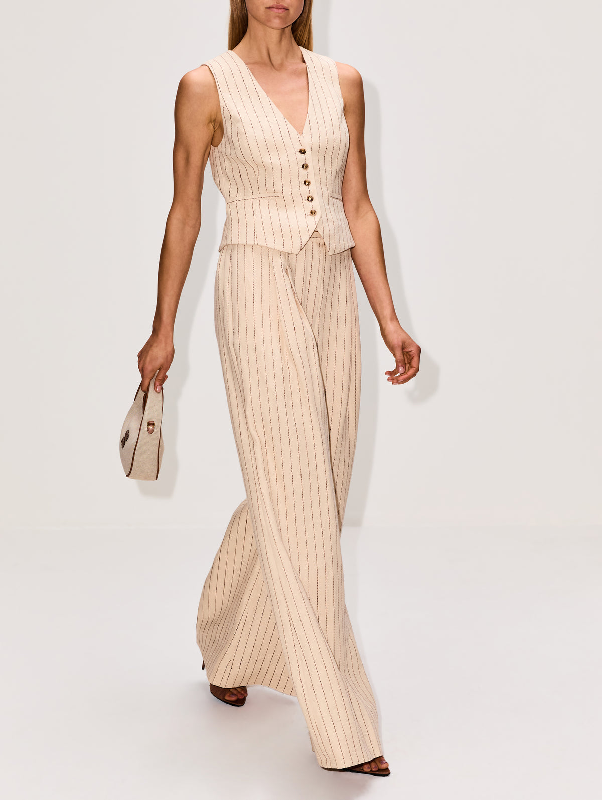 Rebellion Pinstripe Wide Pant,ZIMMERMANN,CREAM STRIPE,Image 3