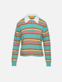 Cropped Stripe Rugby Top,GUEST IN RESIDENCE,GLACIER COMBO,Image 1