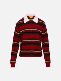 Cropped Stripe Rugby Top,GUEST IN RESIDENCE,RUBY COMBO,Image 1