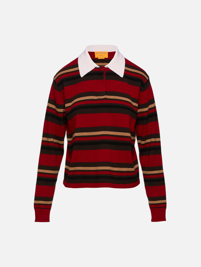 Cropped Stripe Rugby Top,GUEST IN RESIDENCE,RUBY COMBO,Image 1