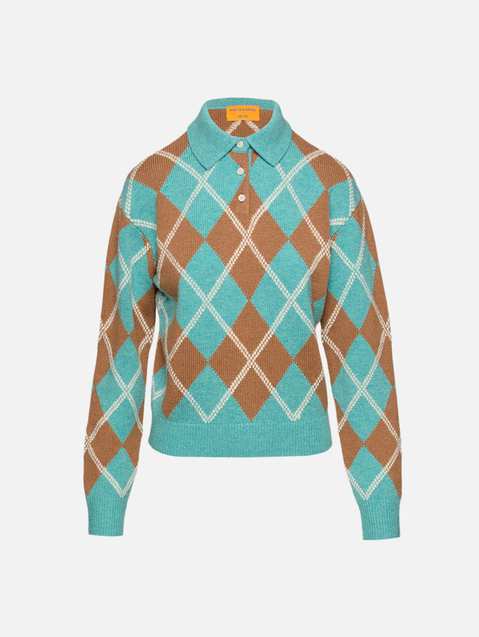 Collegiate Arglye Polo Sweater,GUEST IN RESIDENCE,GLACIER COMBO,Image 1