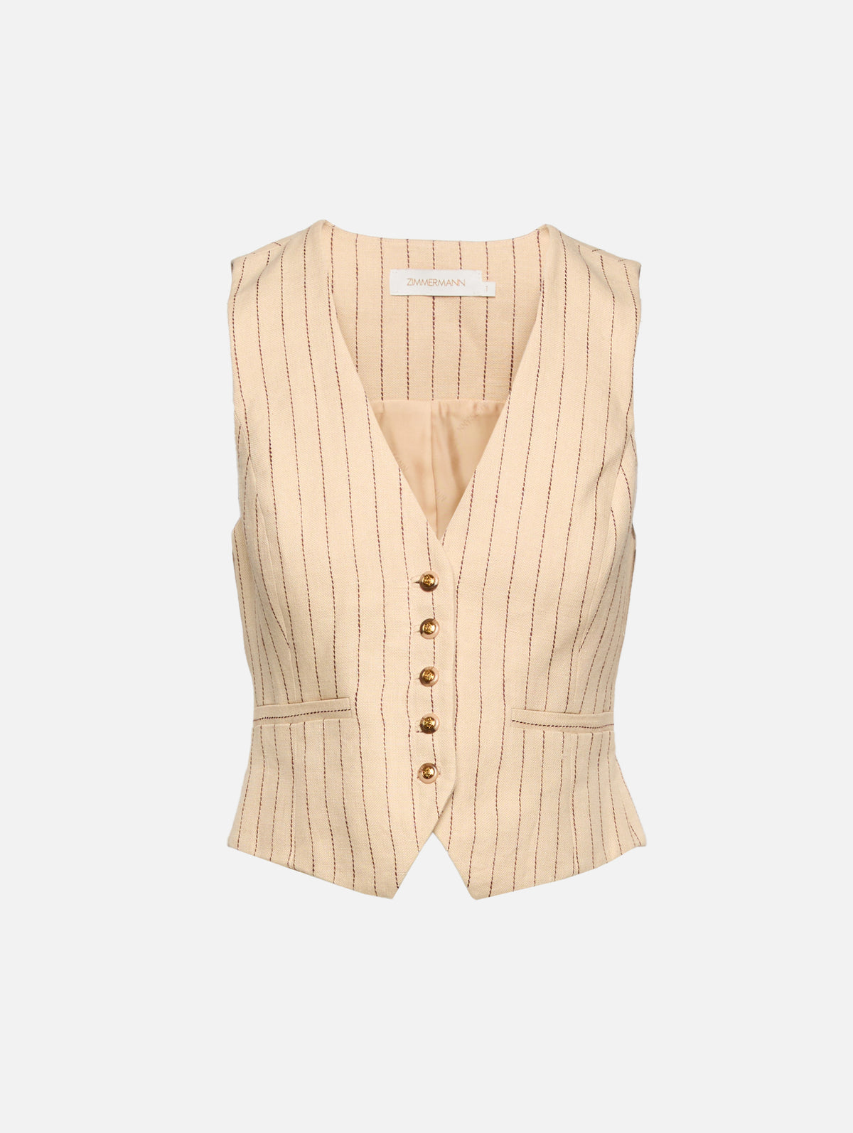 Rebellion Pinstripe Waistcoat,ZIMMERMANN,CREAM STRIPE,Image 1