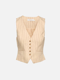 Rebellion Pinstripe Waistcoat,ZIMMERMANN,CREAM STRIPE,Image 1