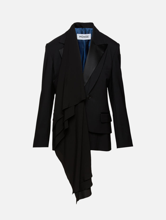 Combo Cascade Tailored Jacket,MONSE,BLACK,Image 1