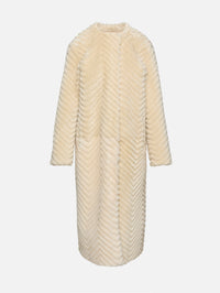 Laser Cut Shearling Coat,ZEYNEP ARCAY,OFF WHITE,Image 1
