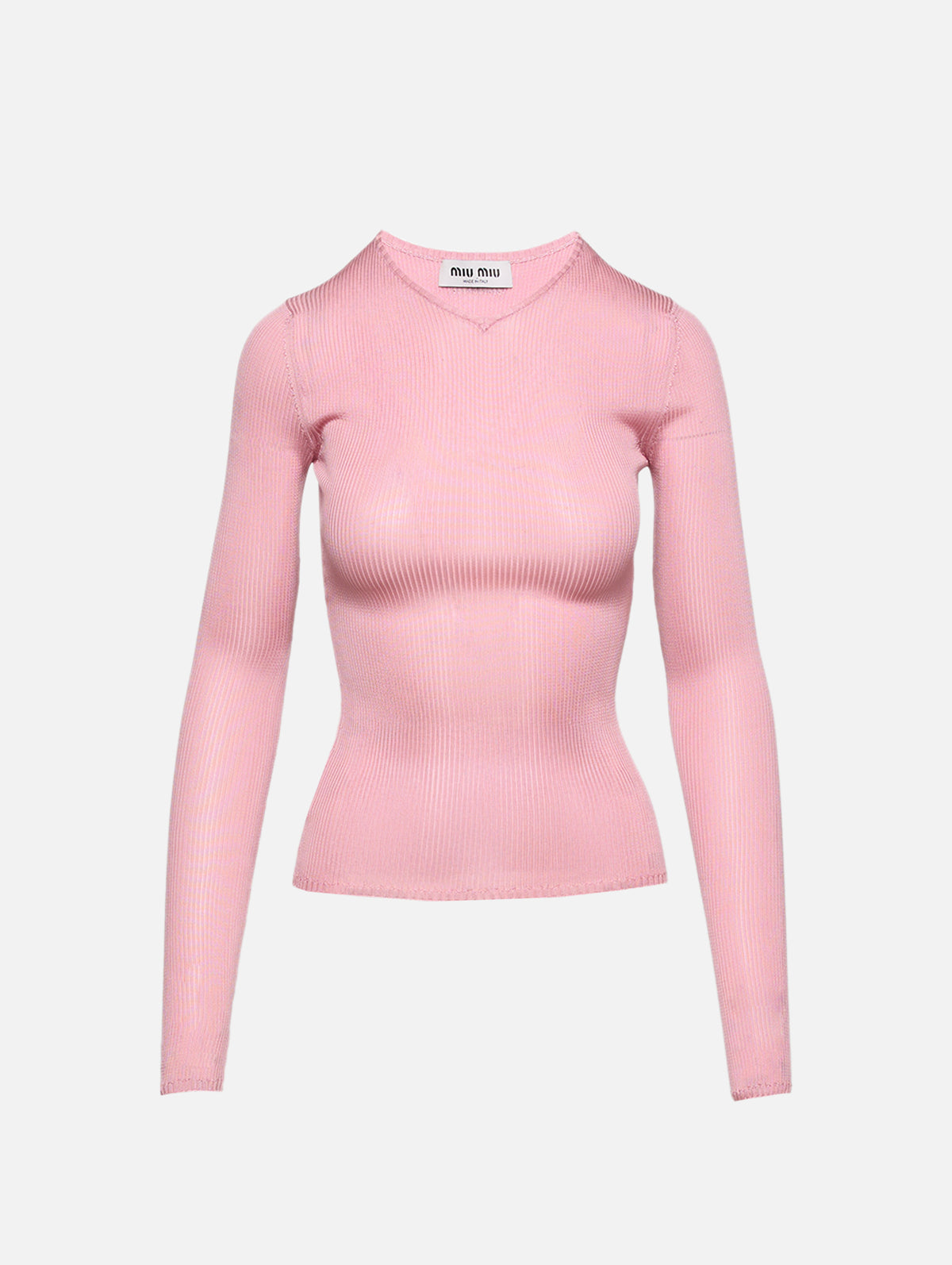 Reversible Silk Knit Top,MIU MIU,BEGONIA,Image 1