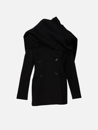 Short Scarf Coat,ANOTHER TOMORROW,BLACK,Image 1