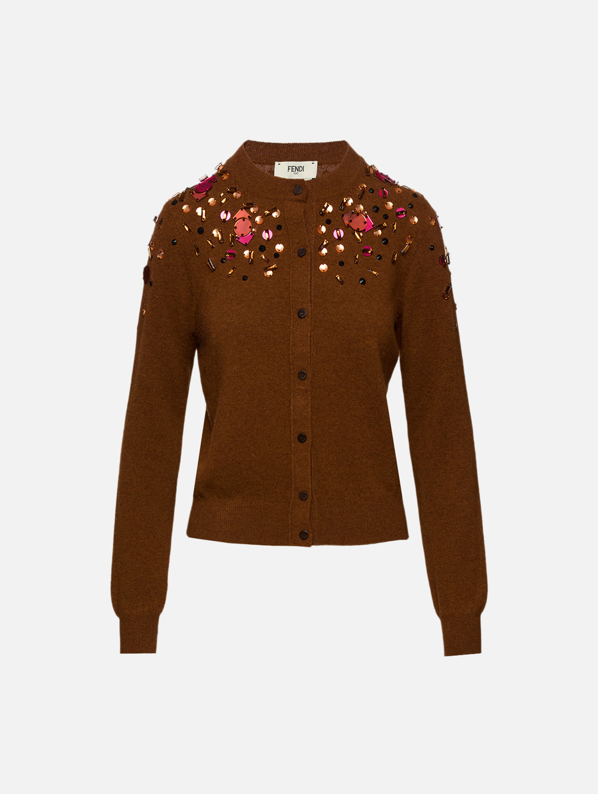 Embroidered Cardigan,FENDI,RUST,Image 1