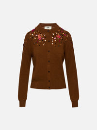 Embroidered Cardigan,FENDI,RUST,Image 1