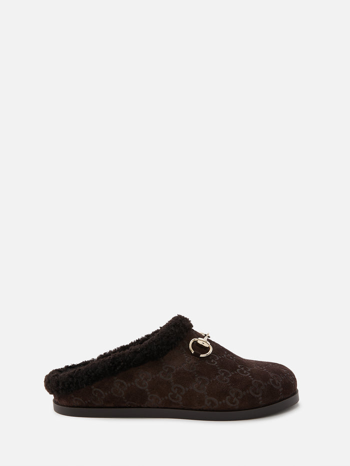 Sol Flat Mule,GUCCI,DARK BROWN,Image 1